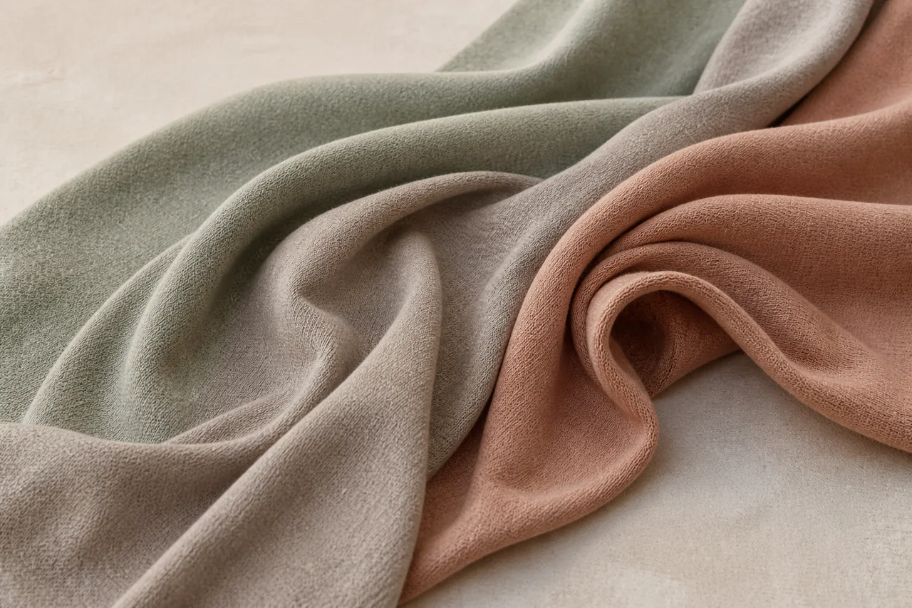 Soft hemp jersey fabric arranged in fluid folds